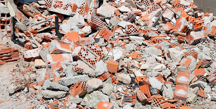 Uma fotografia de escombros, entulho de blocos